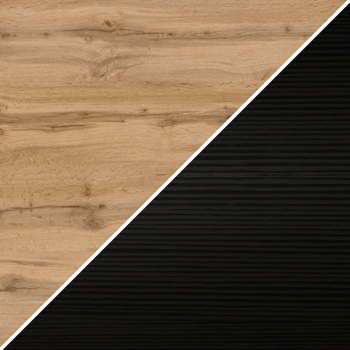 Rachele TV Stand, Rustic Oak and Ashwood Black
