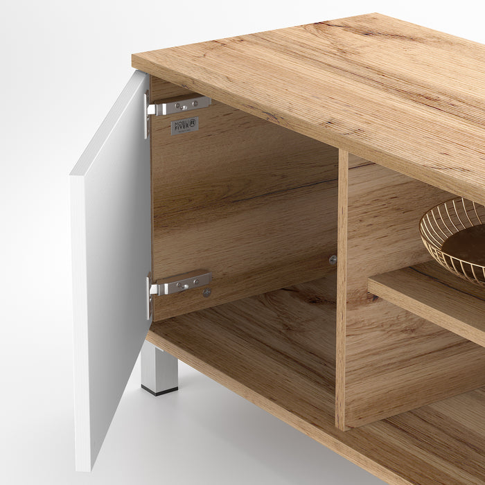 Rachele TV Stand, Rustic Oak and Ashwood White