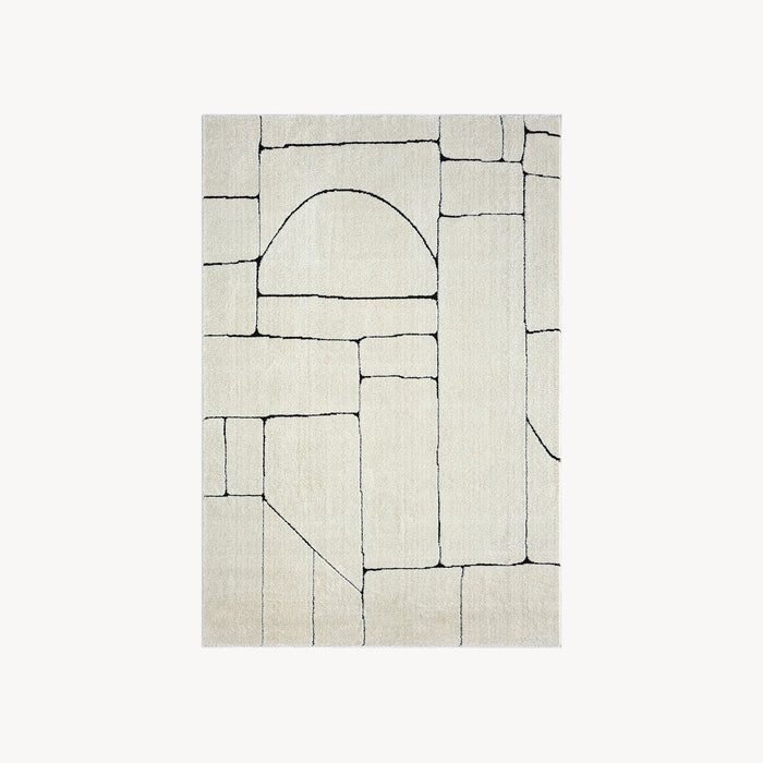 Rectangular Rug Arno 63x91 in, Cream with Abstract Pattern