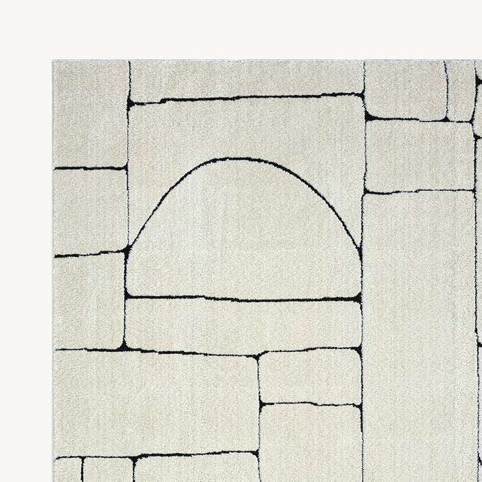 Rectangular Rug Arno 63x91 in, Cream with Abstract Pattern
