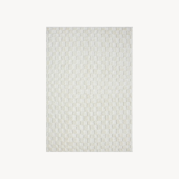 Rectangular Rug Arno 63x91 in, Cream with Geometric Check Pattern