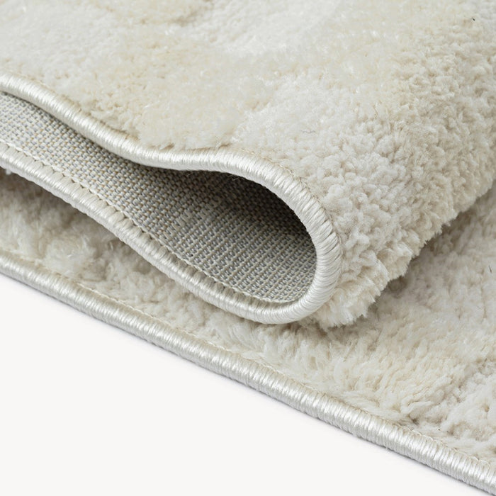 Rectangular Rug Arno 63x91 in, Cream with Geometric Check Pattern