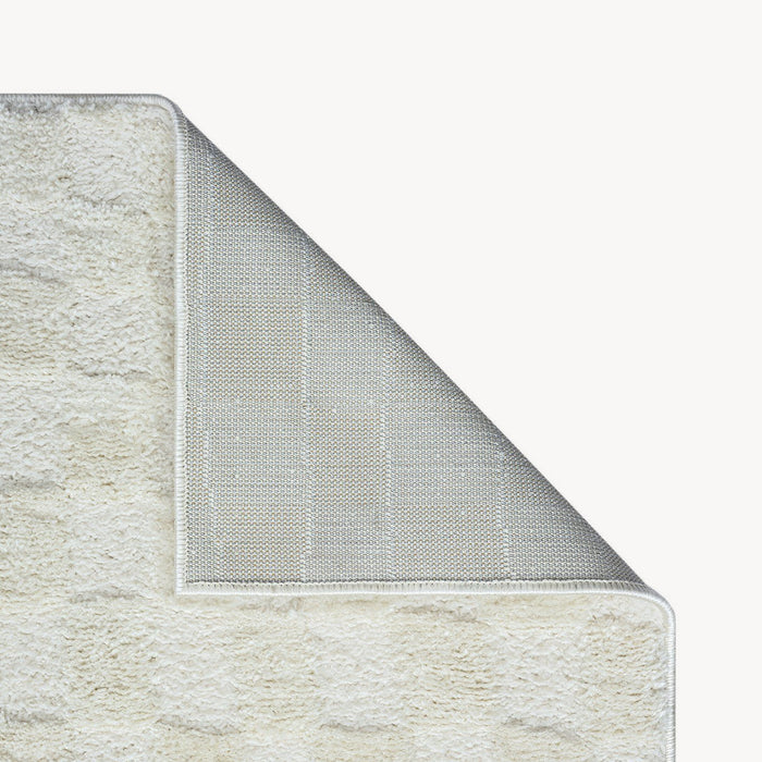 Rectangular Rug Arno 63x91 in, Cream with Geometric Check Pattern