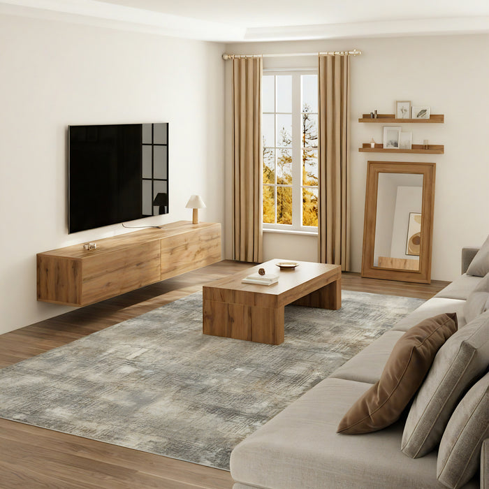Rectangular rug Luna 63x91 in, Grey and Beige with abstract pattern