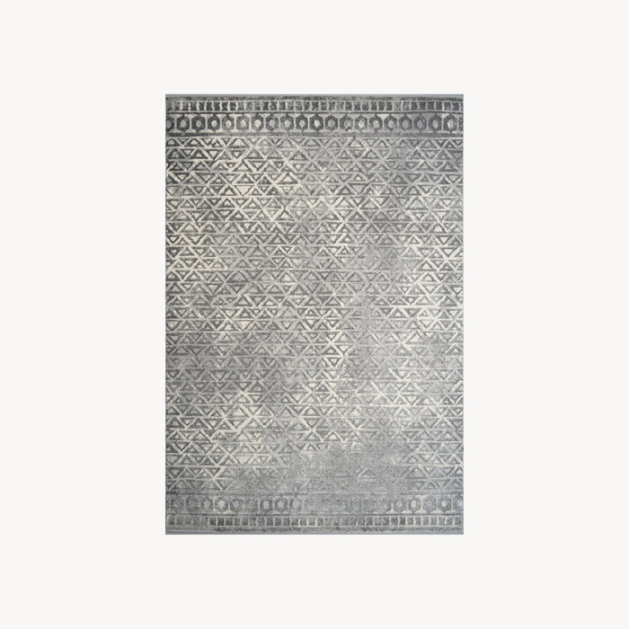 Rectangular rug Luna 63x91 in, Grey with geometric pattern