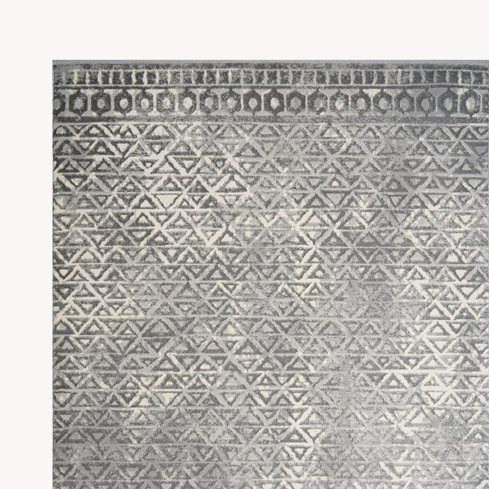 Rectangular rug Luna 63x91 in, Grey with geometric pattern