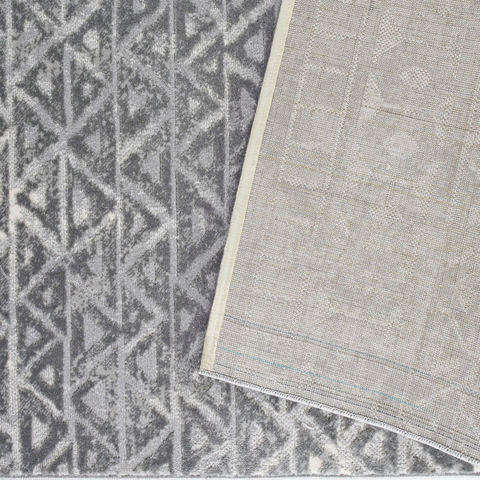Rectangular rug Luna 63x91 in, Grey with geometric pattern
