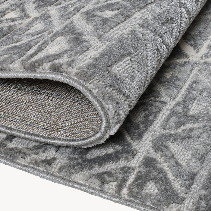 Rectangular rug Luna 63x91 in, Grey with geometric pattern