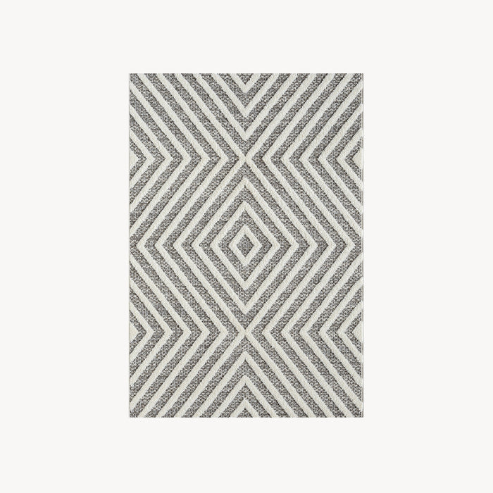 Rectangular rug Maya 63x91 in, Cream with Aztec pattern