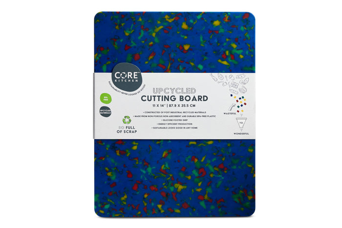 Recycled Plastic Cutting Board Medium Confetti On Blue