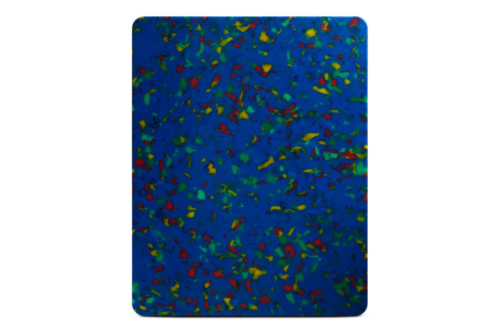 Recycled Plastic Cutting Board Medium Confetti On Blue