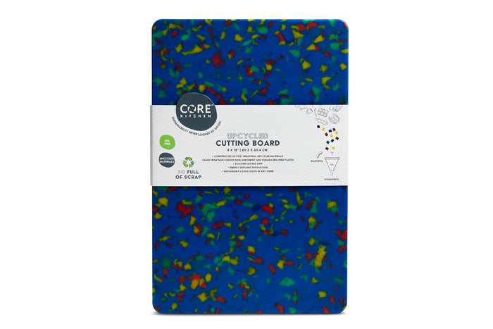 Recycled Plastic Cutting Board Small Confetti on Blue