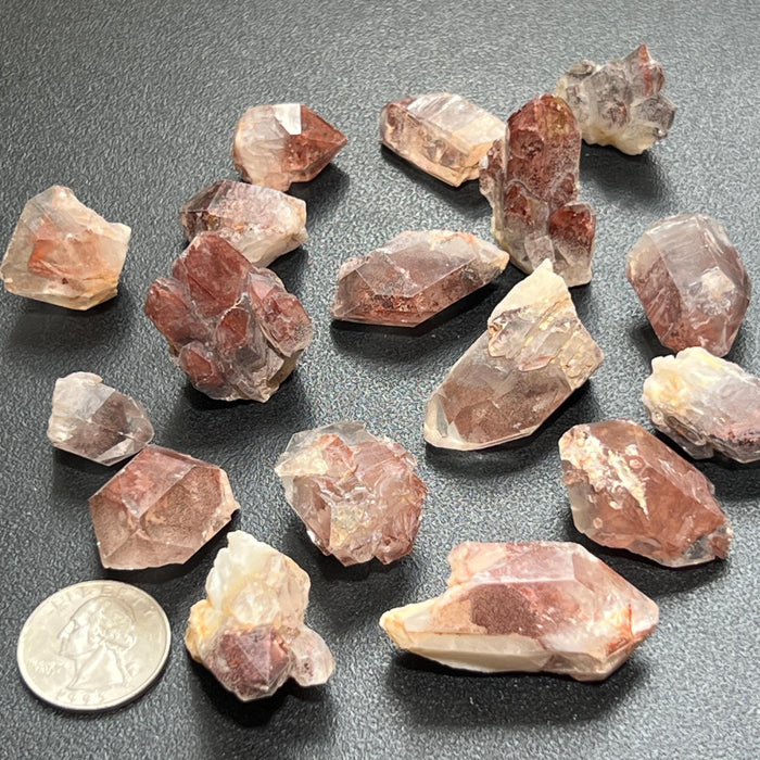 Red Hematoid Fire Quartz Crystal Rough Points And Clusters
