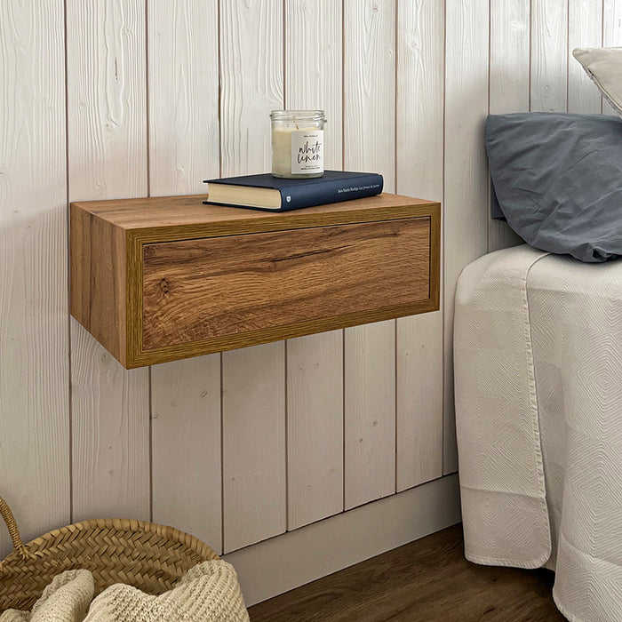 Riccardo Floating nightstand, Rustic Oak