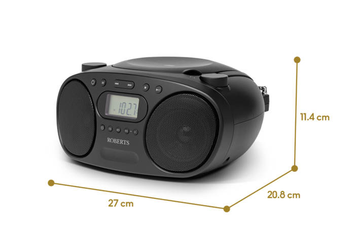 Roberts Zoombox FM Radio Black | ZOOMBOXFMBK