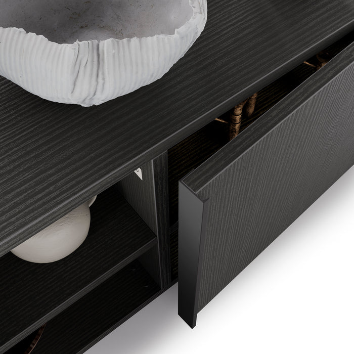 Romina Low Sideboard (36.85x14.17x17.32 in), 1 Door, Ashwood Black