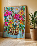 Roses and Daisies Reproduction Print - On Paper or Canvas