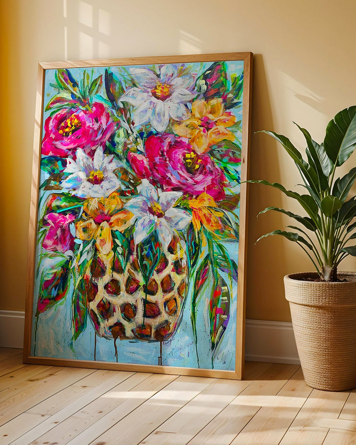 Roses and Daisies Reproduction Print - On Paper or Canvas