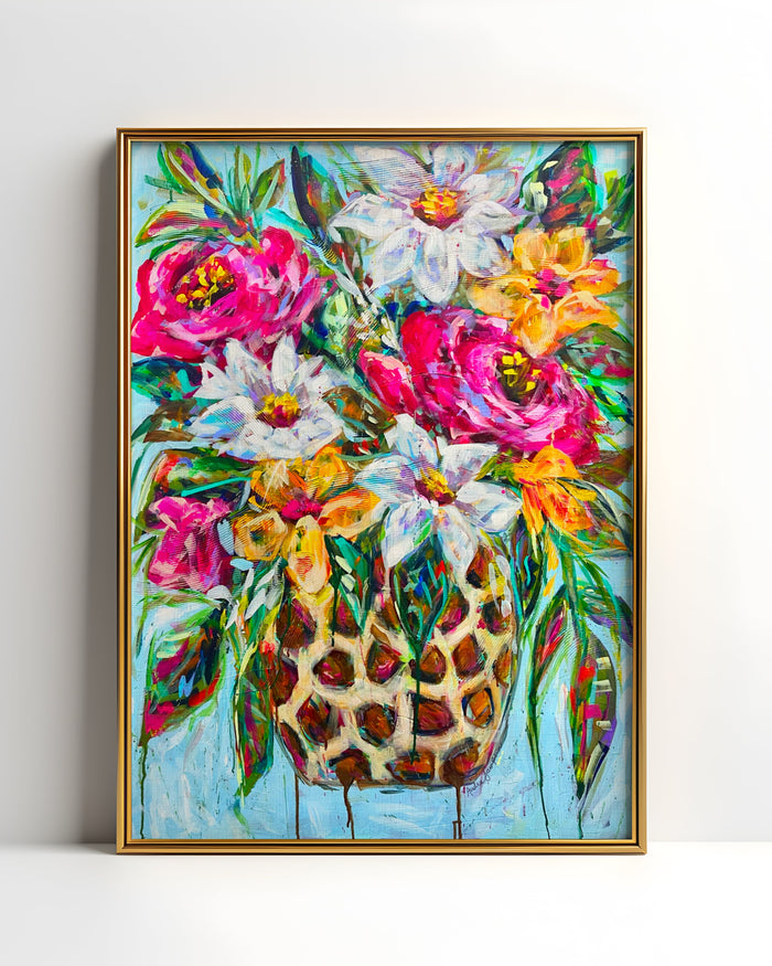 Roses and Daisies Reproduction Print - On Paper or Canvas
