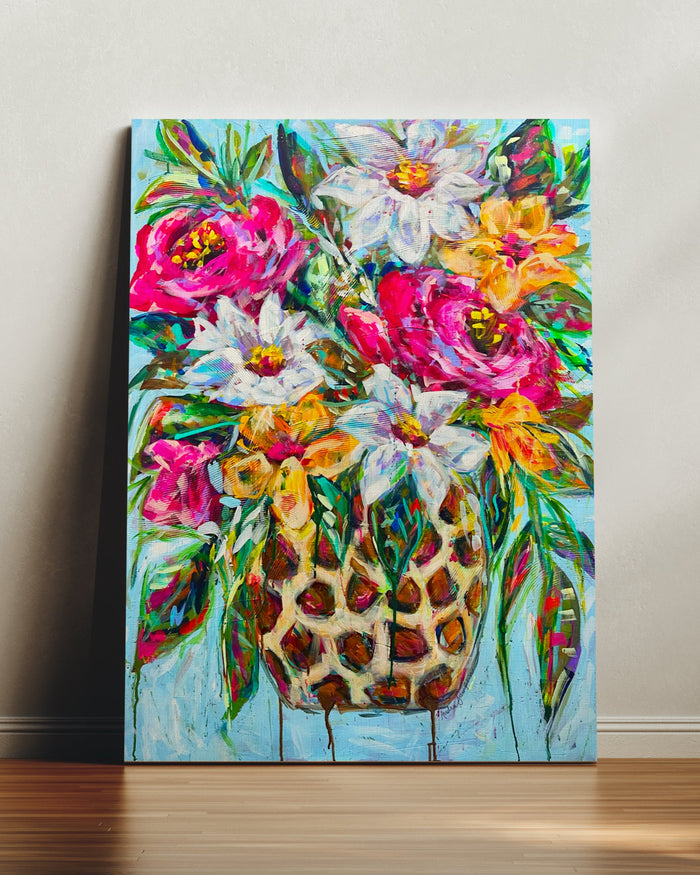 Roses and Daisies Reproduction Print - On Paper or Canvas