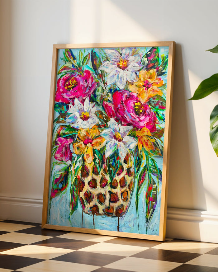 Roses and Daisies Reproduction Print - On Paper or Canvas