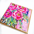 Roses in Leopard Vase Pink Background on 6"x6" Gallery Wrapped Canvas
