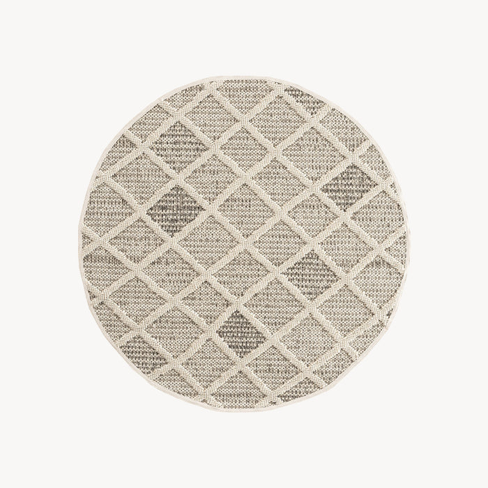 Round Rug Lidia 63 in, Cream with Diamond Pattern