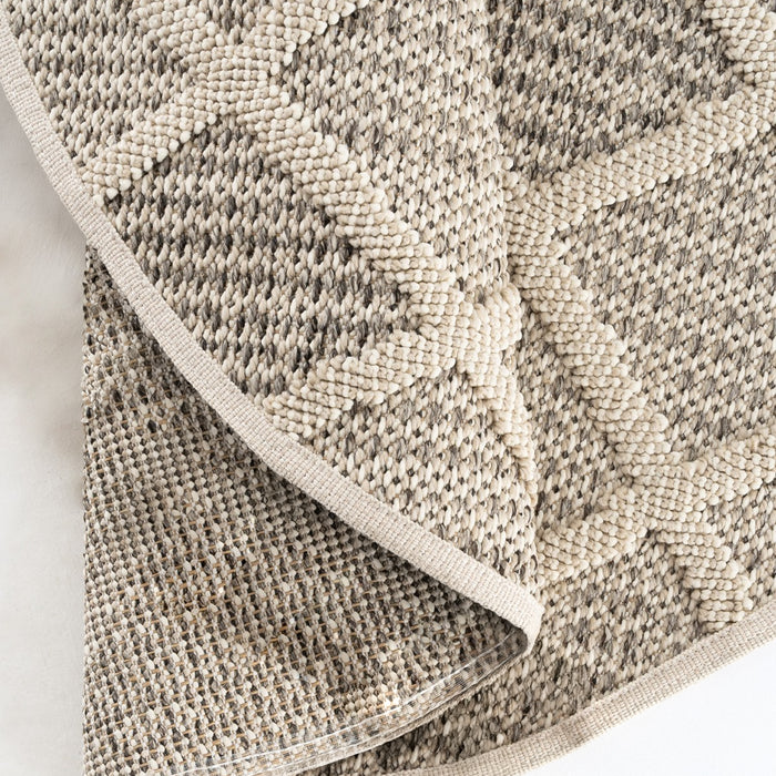 Round Rug Lidia 63 in, Cream with Diamond Pattern
