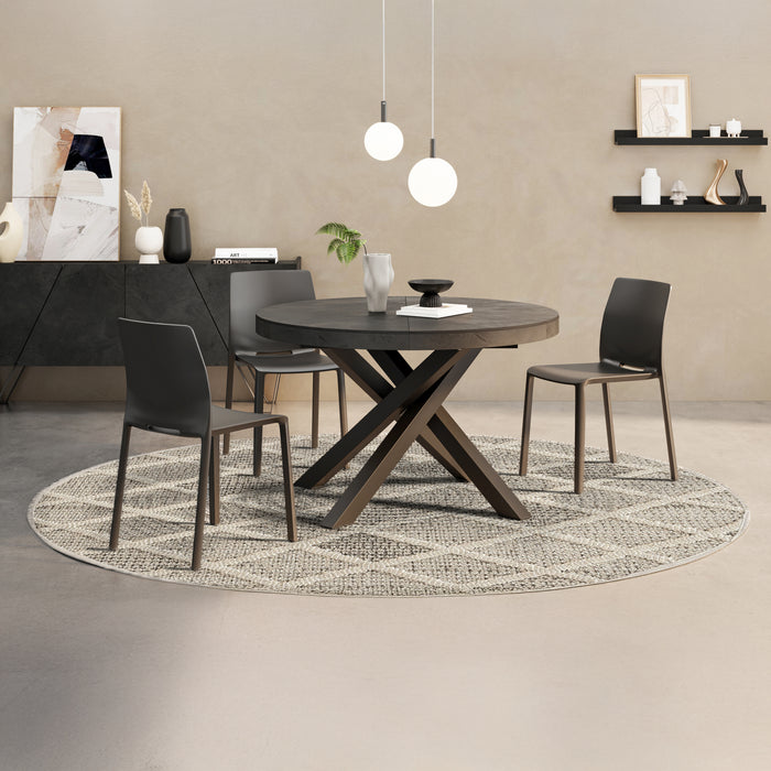 Round Rug Lidia 63 in, Cream with Diamond Pattern