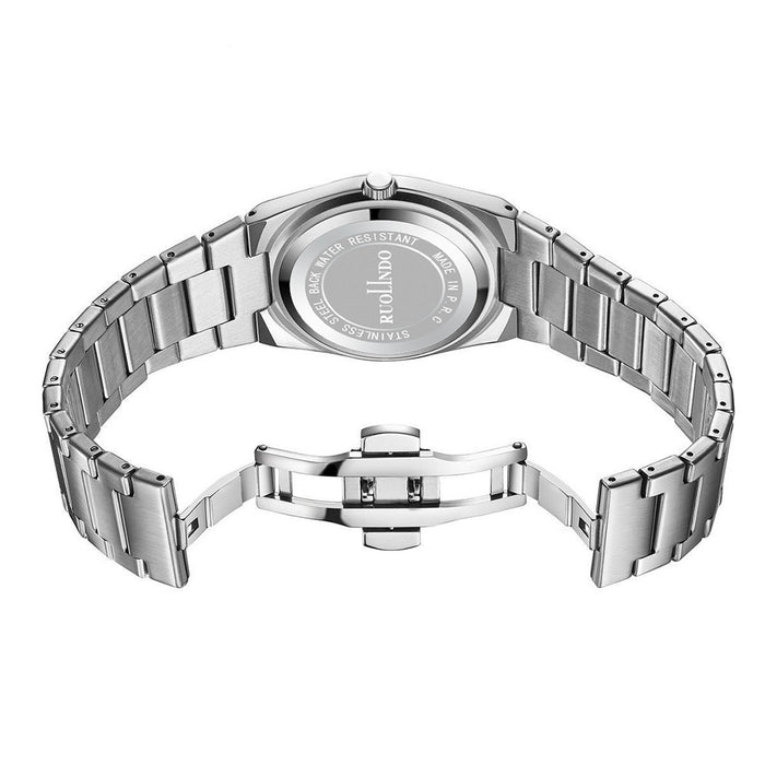 RUOLINDO Ultra-thin Butterfly-clasp Steel-band Quartz Men's Watch