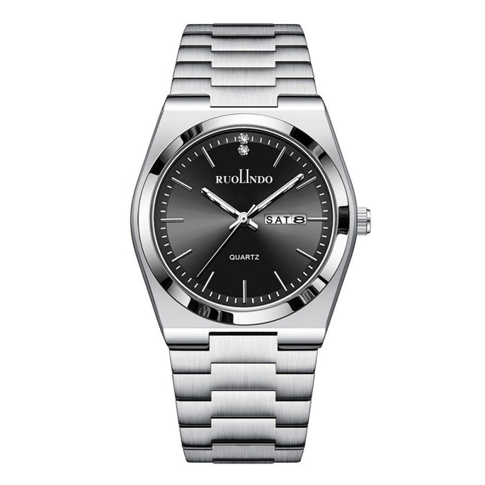 RUOLINDO Ultra-thin Butterfly-clasp Steel-band Quartz Men's Watch