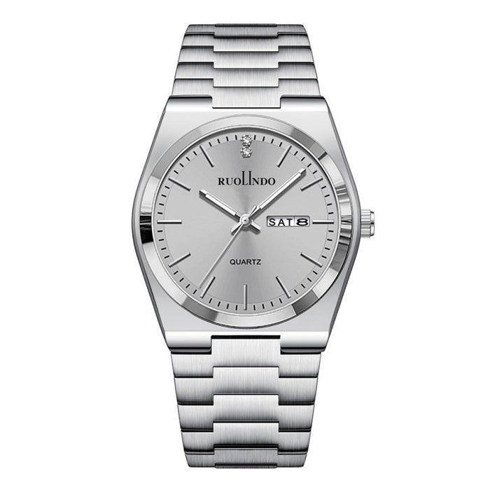 RUOLINDO Ultra-thin Butterfly-clasp Steel-band Quartz Men's Watch