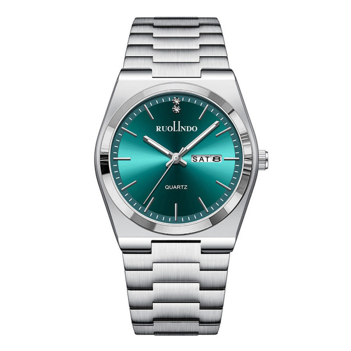 RUOLINDO Ultra-thin Butterfly-clasp Steel-band Quartz Men's Watch