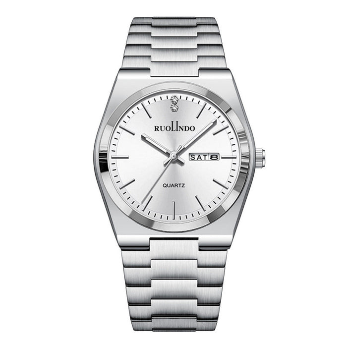 RUOLINDO Ultra-thin Butterfly-clasp Steel-band Quartz Men's Watch