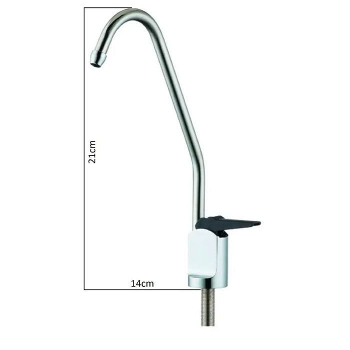 Faucet black lever standard reverse osmosis water filter tap dimensions. 21cm in height, 14cm in width.