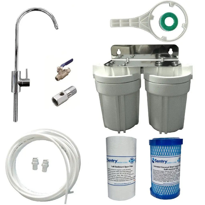 Black Lever Faucet / NO - PRV or Leak Stop / USC-S1C5 - 1uM Spun + 5uM Carbon Block