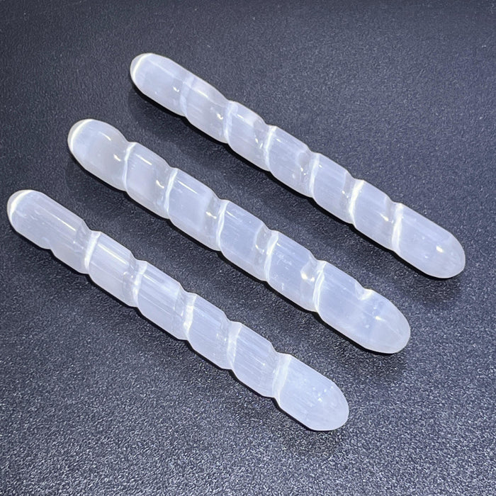 Selenite Satin Spar Crystal Spiral Wand Carving (5-6 Inches)