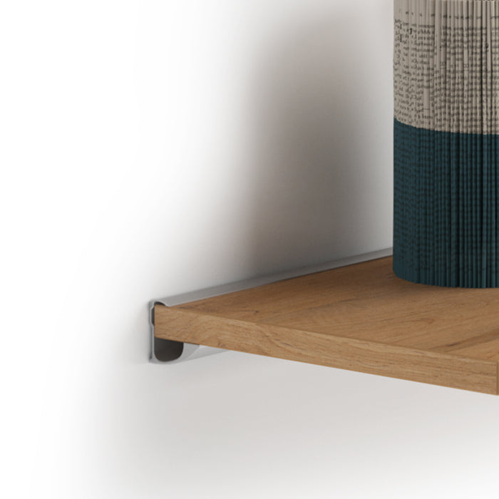 Set of 2 Evolution Shelves 31.49x5.90 in, Rustic Oak, with grey aluminum support