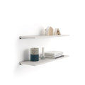 Set of 2 Evolution Shelves 31.49x9.84 in, Ashwood White, with grey aluminum support