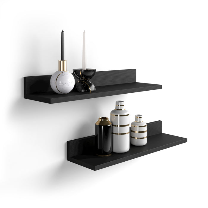 Set of 2 Rachele shelves, 31.49 in, Ashwood Black