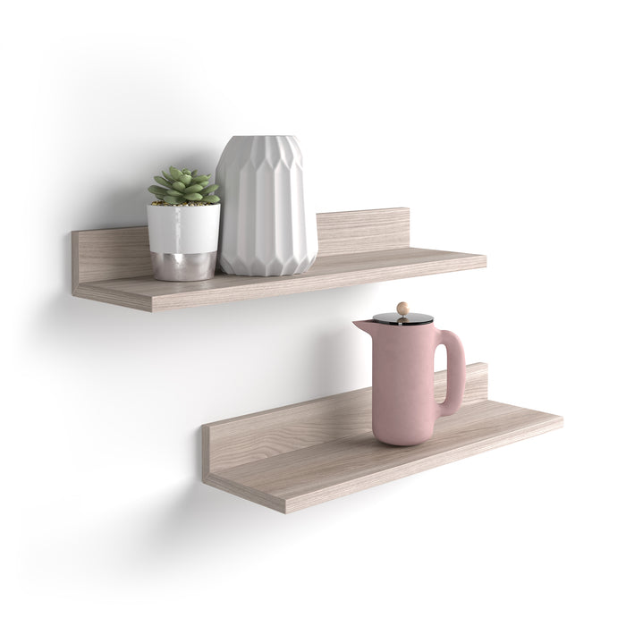 Set of 2 Rachele shelves, 31.49 in, Pearled Elm