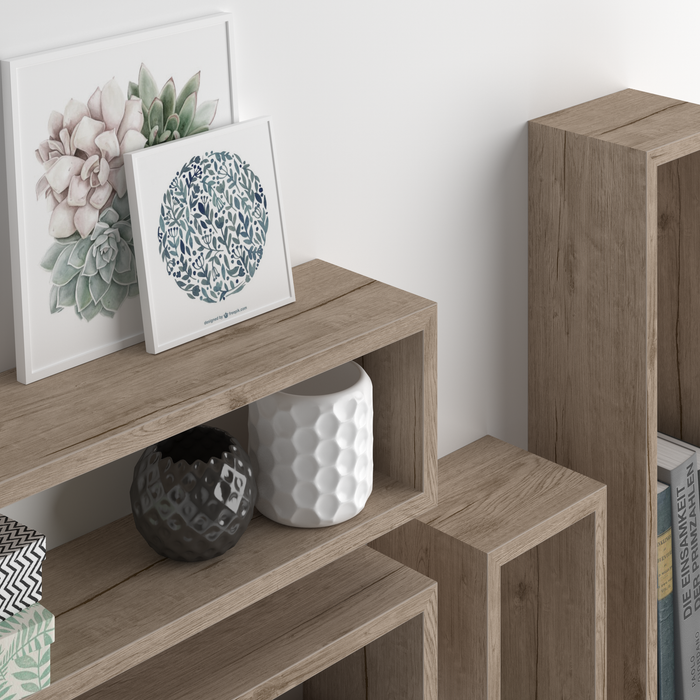 Set of 4 Iacopo cube wall units, Oak