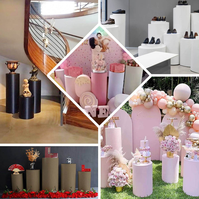 Stylish display stands for various events and products in a modern setting.