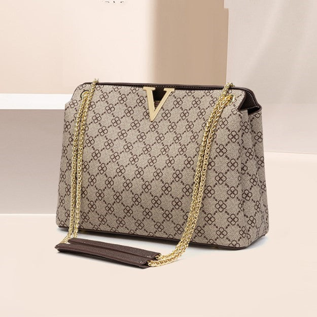 Signature V Four Leaf Print Handbag
