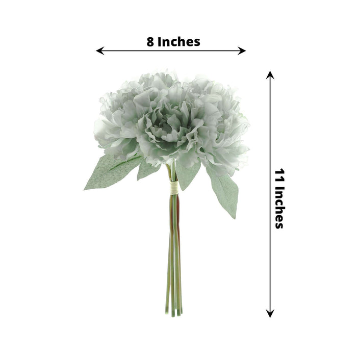 Artificial peony bouquet, 8 inches wide and 11 inches tall.