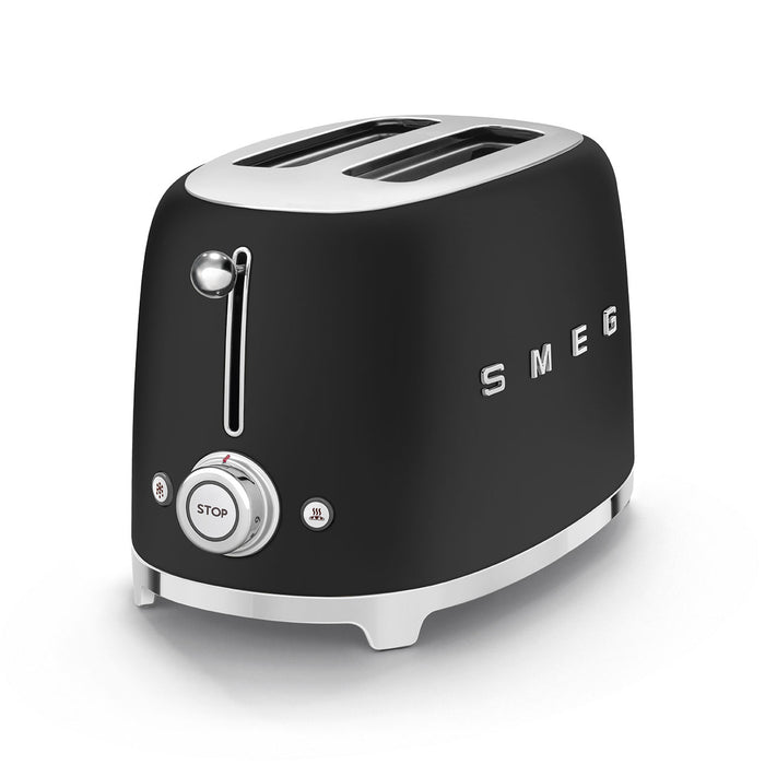 Smeg Matte Black 2 Slice Toaster | TSF01BLMUK