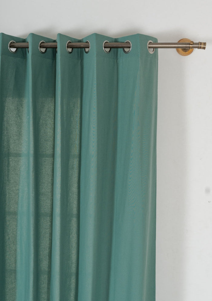 Solid aqua blue 100% cotton plain curtain for bedroom - Room darkening - Single Piece