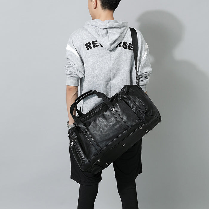 Sporty Men's Leather Duffle Bag