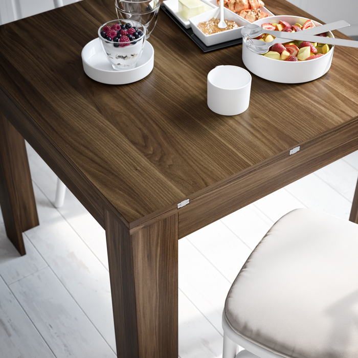 Square extendable dining table, Eldorado, 35.4(70.9)x35.4 in, Pearled Elm