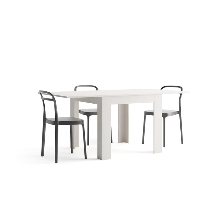 Square extendable dining table, Eldorado, 35.4(70.9)x35.4 in, White Ash